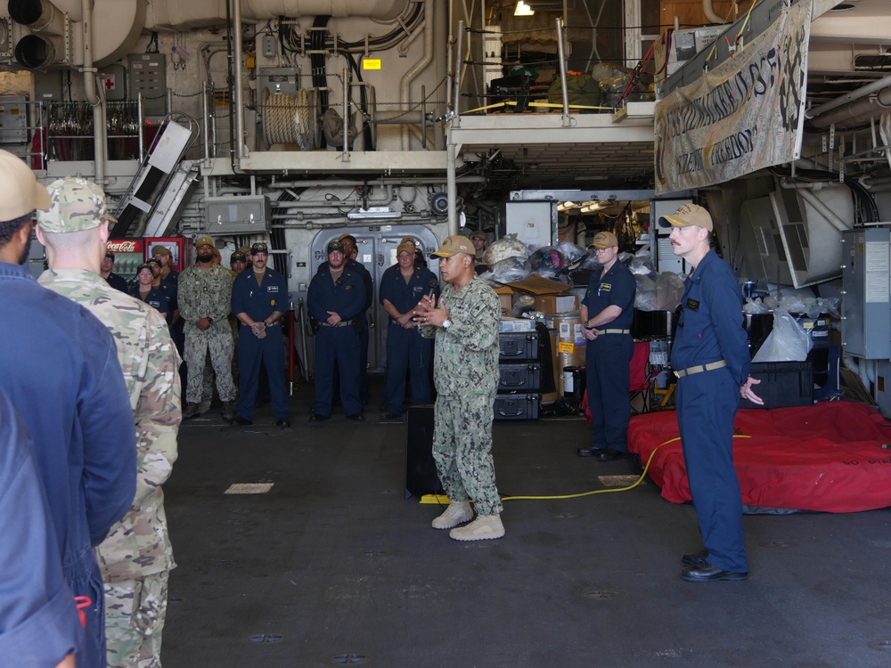 USS Milwaukee Conducts All-Hands Call in Ponce