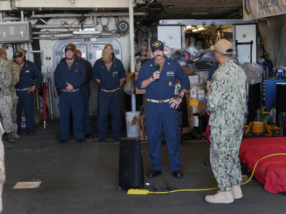 USS Milwaukee Conducts All-Hands Call in Ponce