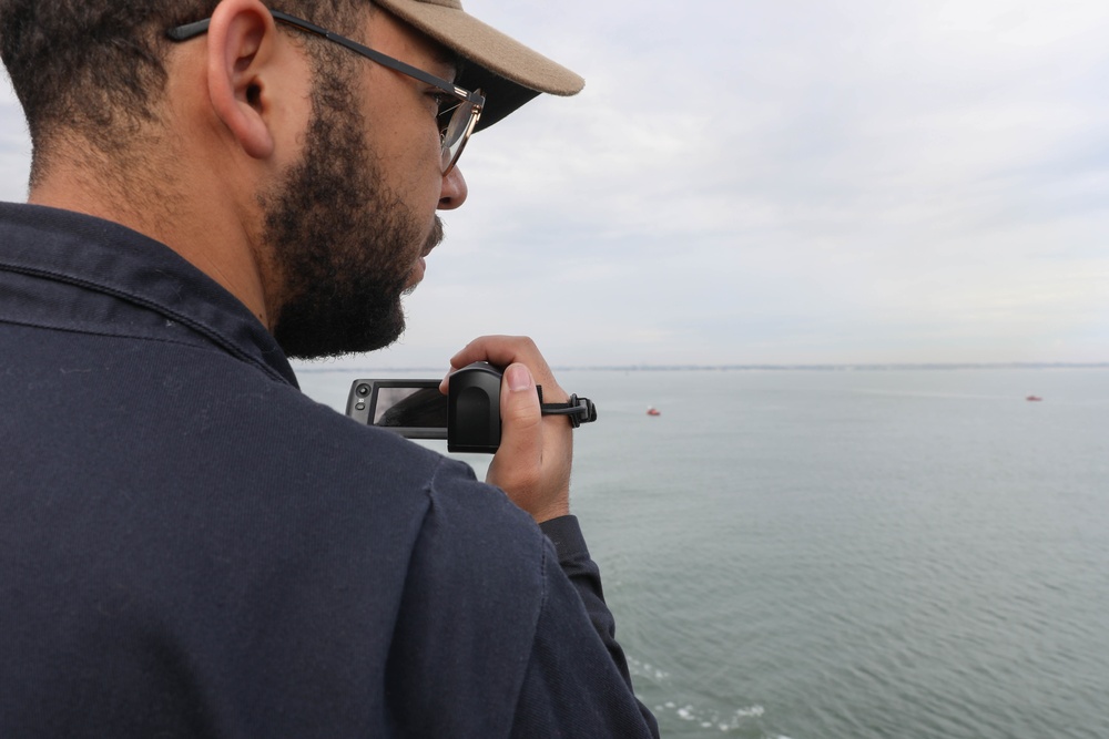 USS Thomas Hudner gets underway for COMPTUEX