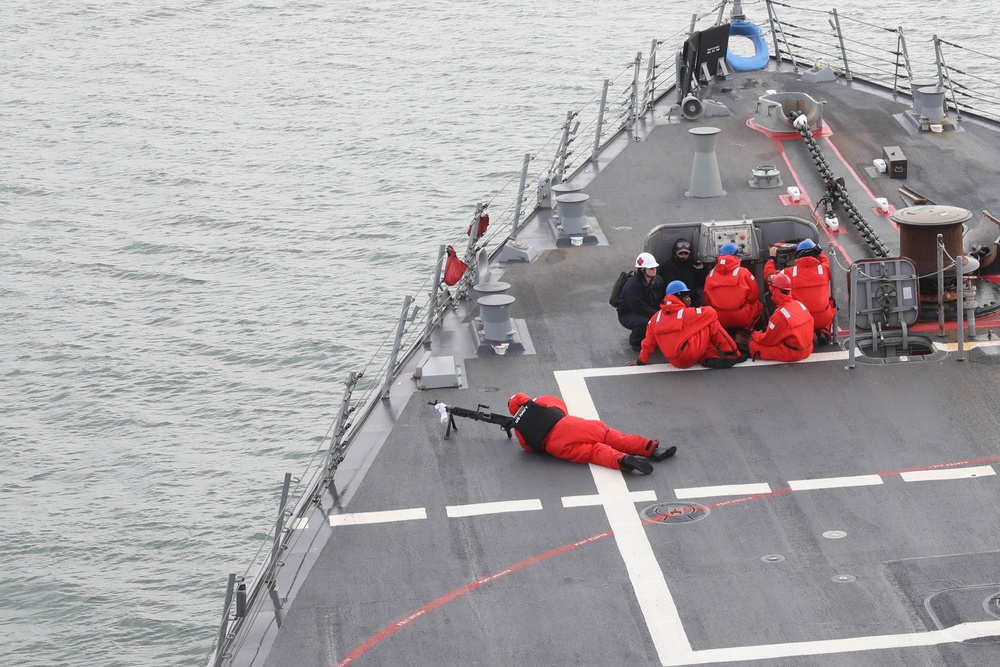 USS Thomas Hudner gets underway for COMPTUEX