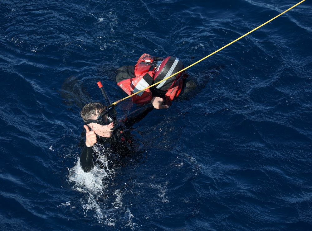USS Milius Conducts Man Overboard Drill