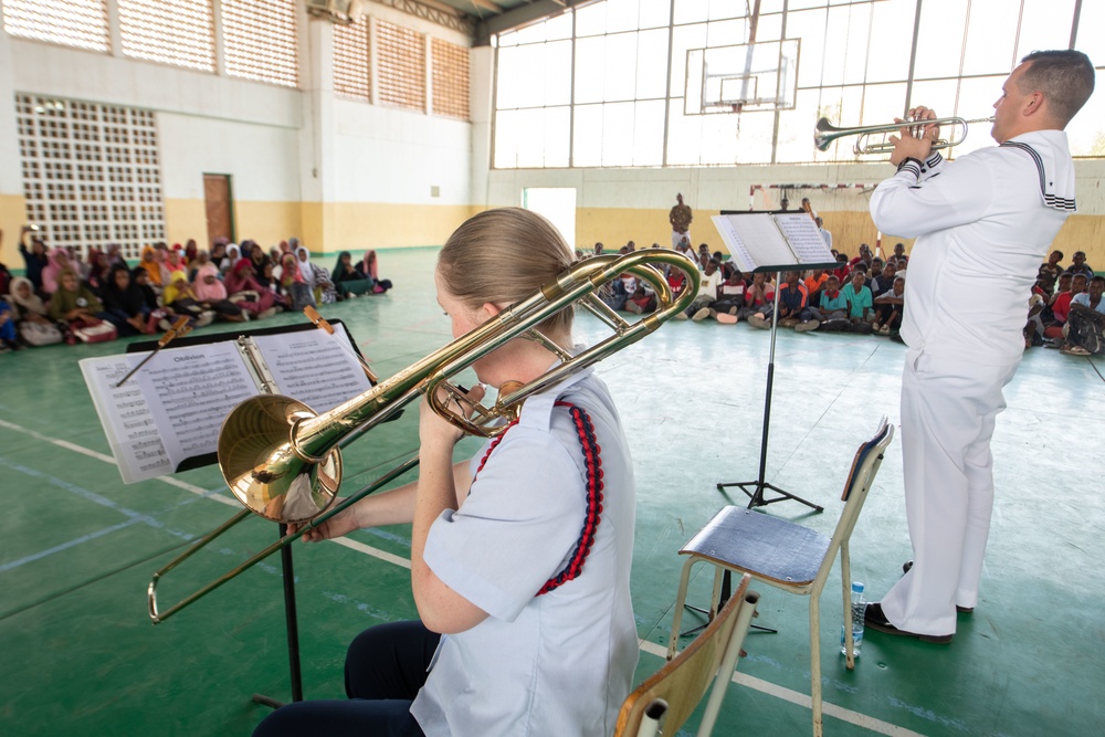 U.S. Naval Forces Europe Africa Band Performs at Camp Lemonnier During Cutlass Express 2023