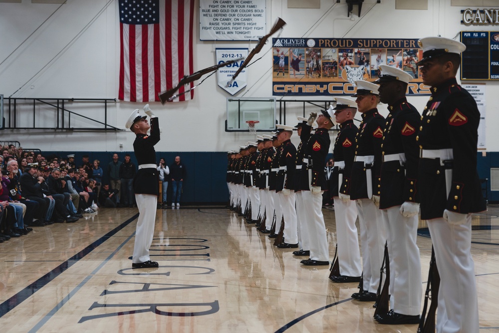 The Silent Drill Platoon Performs for Canby High School