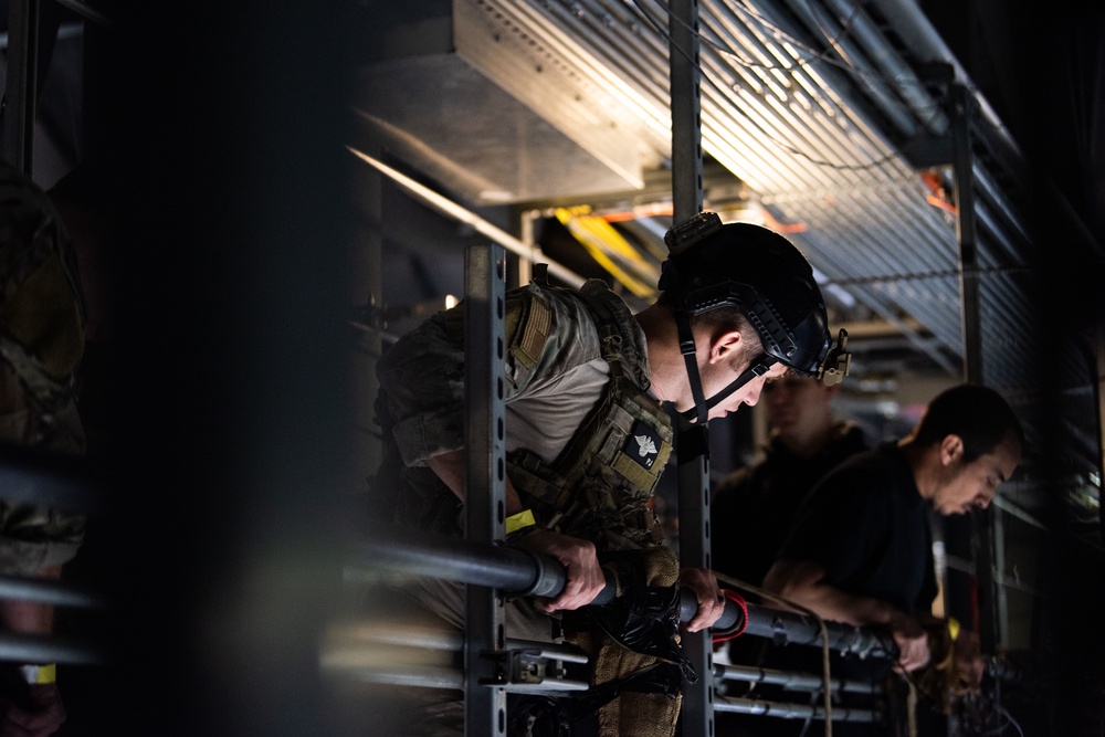 Instructors Prepare to Rappel at Spurs Game