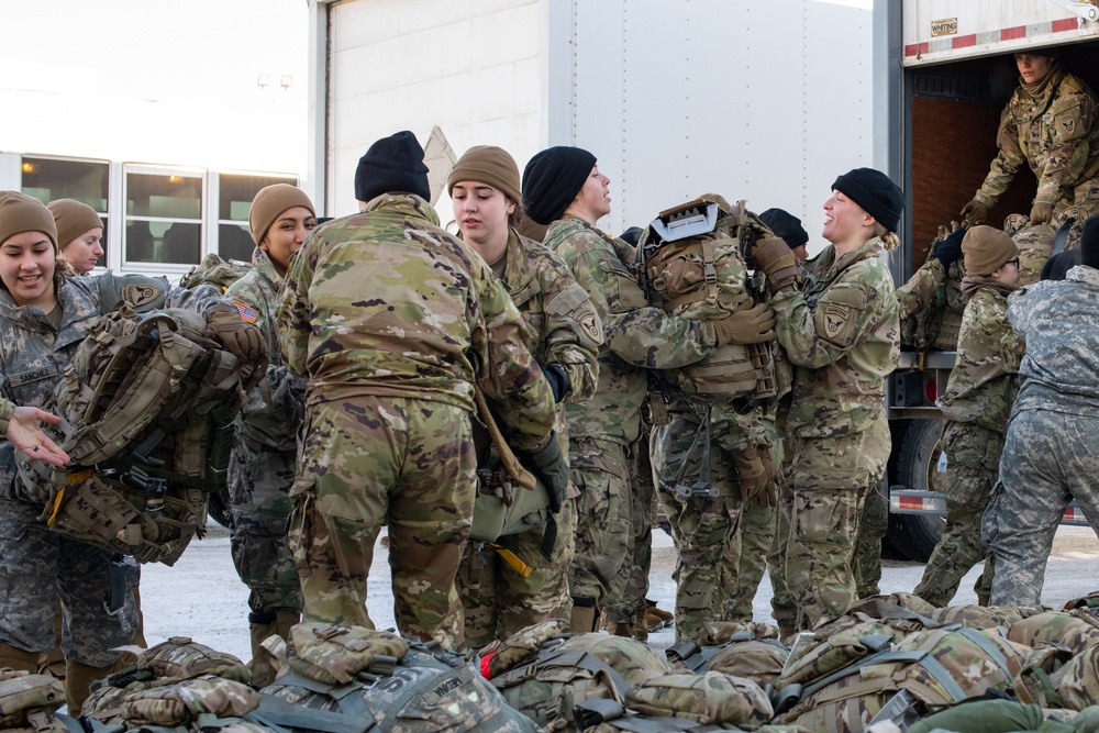 Ladies of 11th Airborne leap during all-women jump