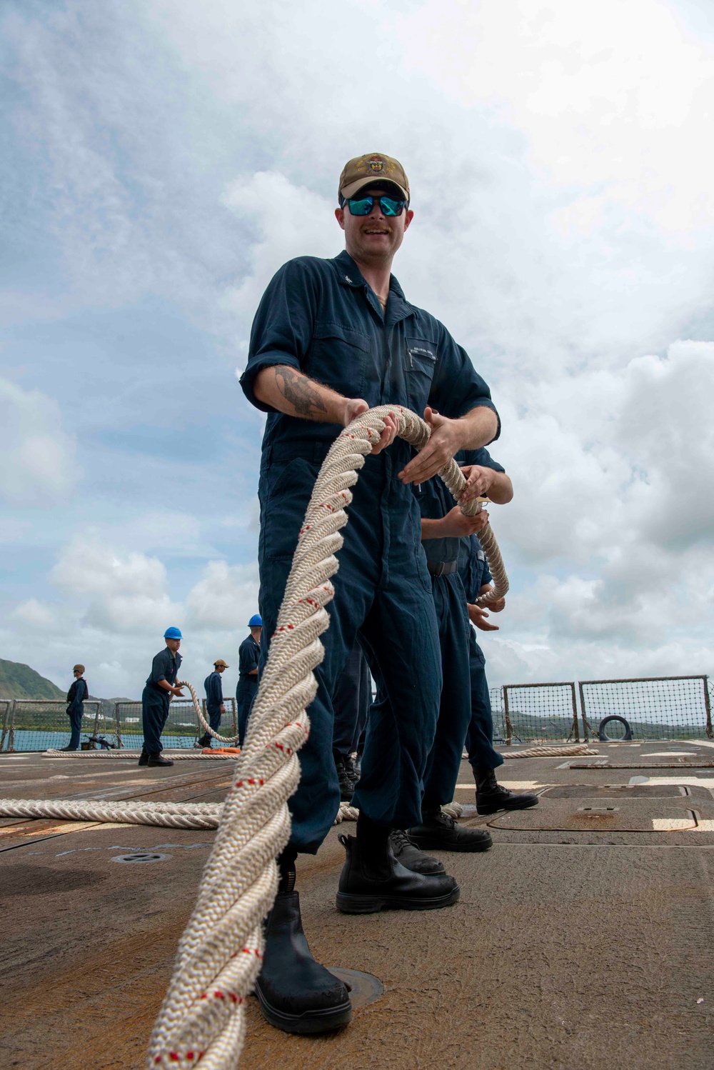 Wayne E. Meyer Sailors Handle Line