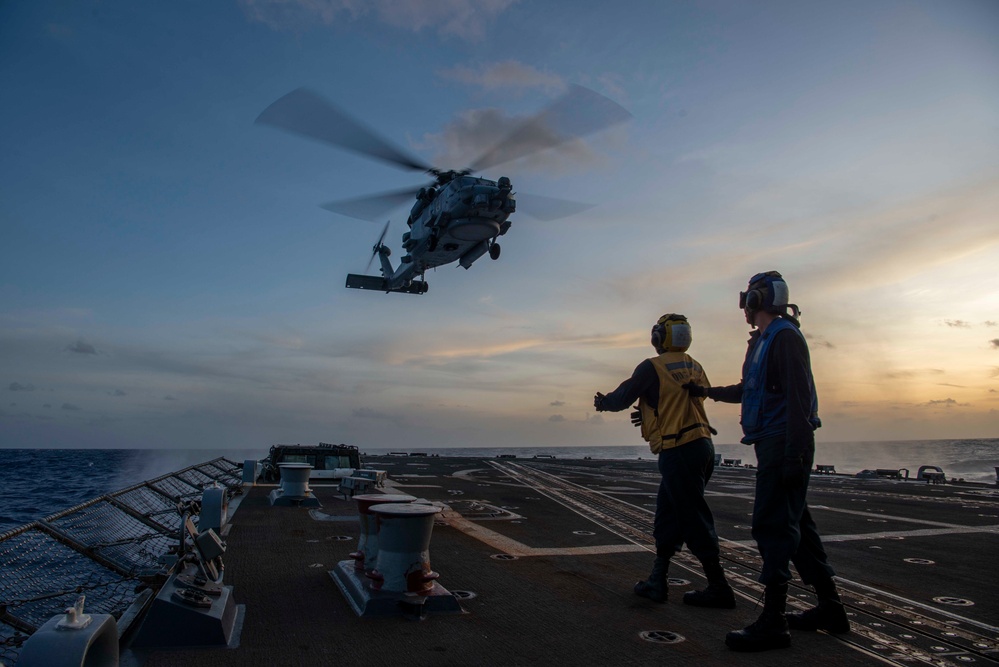 Wayne E. Meyer Conducts Flight Operations