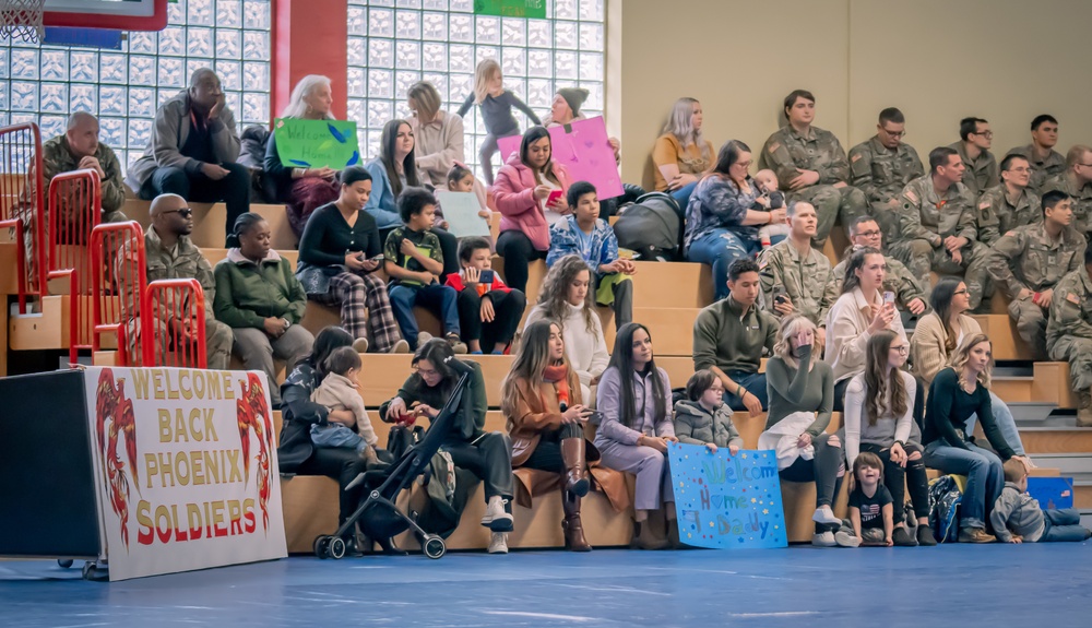 Charlie Battery, 5th Battalion, 7th Air Defense Artillery air defenders return to Baumholder after deployment