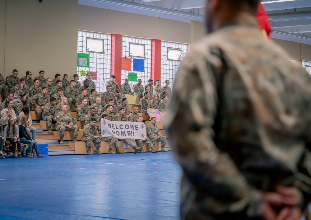 Charlie Battery, 5th Battalion, 7th Air Defense Artillery air defenders return to Baumholder after deployment