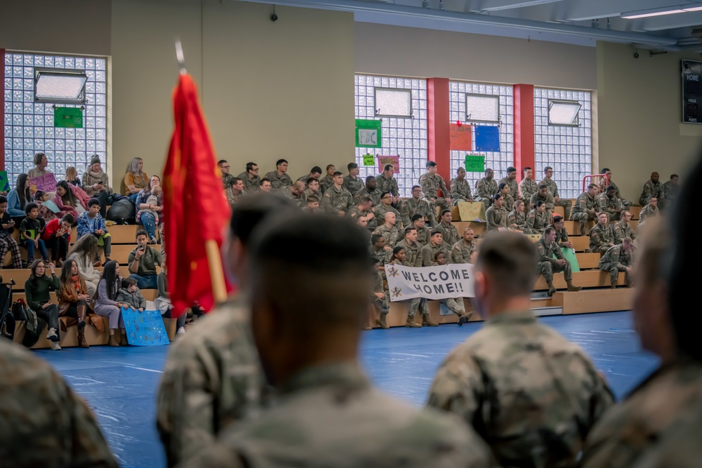 Charlie Battery, 5th Battalion, 7th Air Defense Artillery air defenders return to Baumholder after deployment