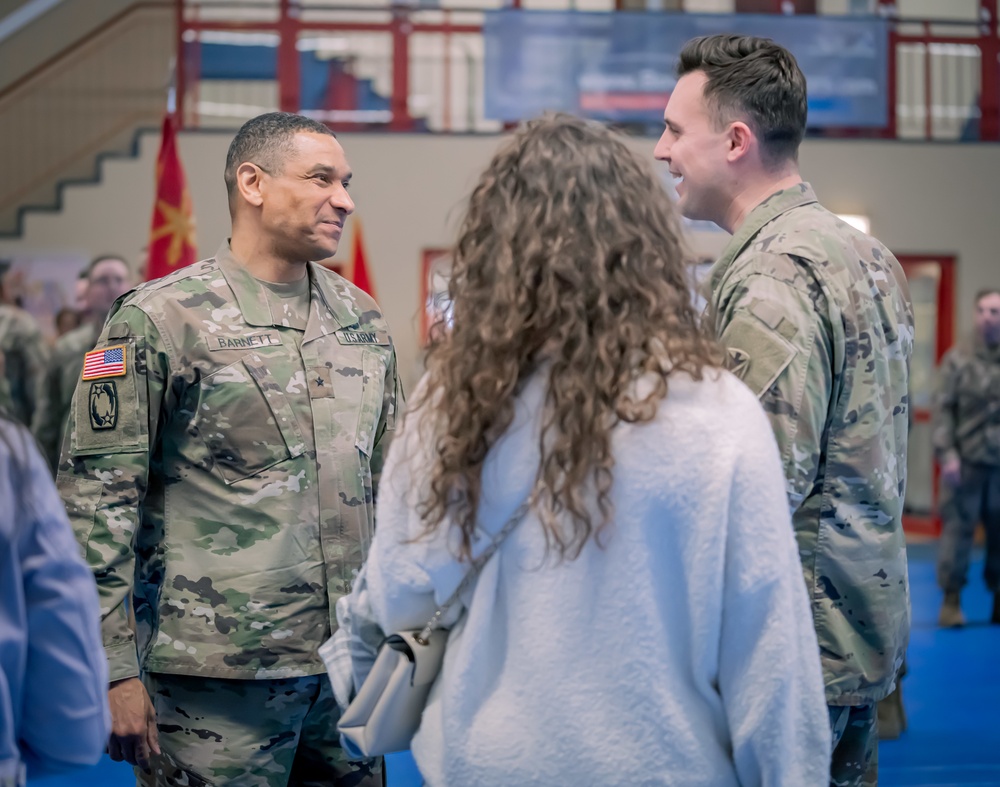 Charlie Battery, 5th Battalion, 7th Air Defense Artillery air defenders return to Baumholder after deployment