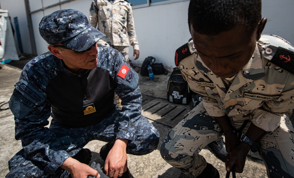 Tunisia Special Forces and Cutlass Express 2023 participants conduct VBSS training