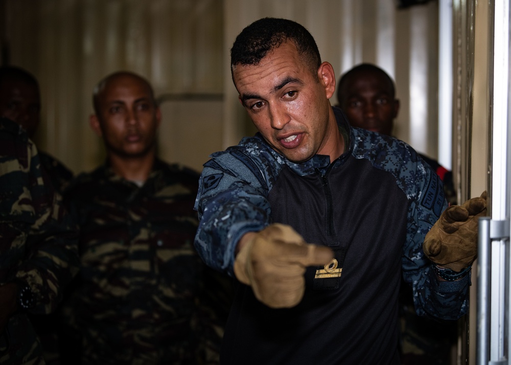 Tunisia Special Forces and Cutlass Express 2023 participants conduct VBSS training