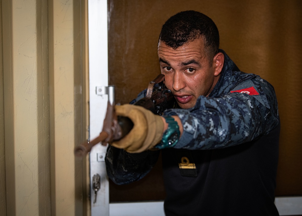 Tunisia Special Forces and Cutlass Express 2023 participants conduct VBSS training