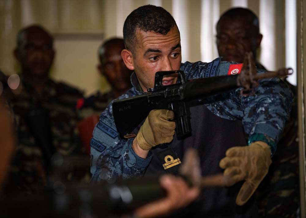 Tunisia Special Forces and Cutlass Express 2023 participants conduct VBSS training