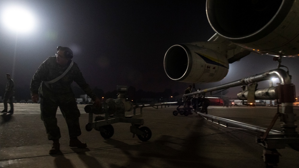 Fueling the flight line, U.S. Airmen support Turkish government humanitarian mission