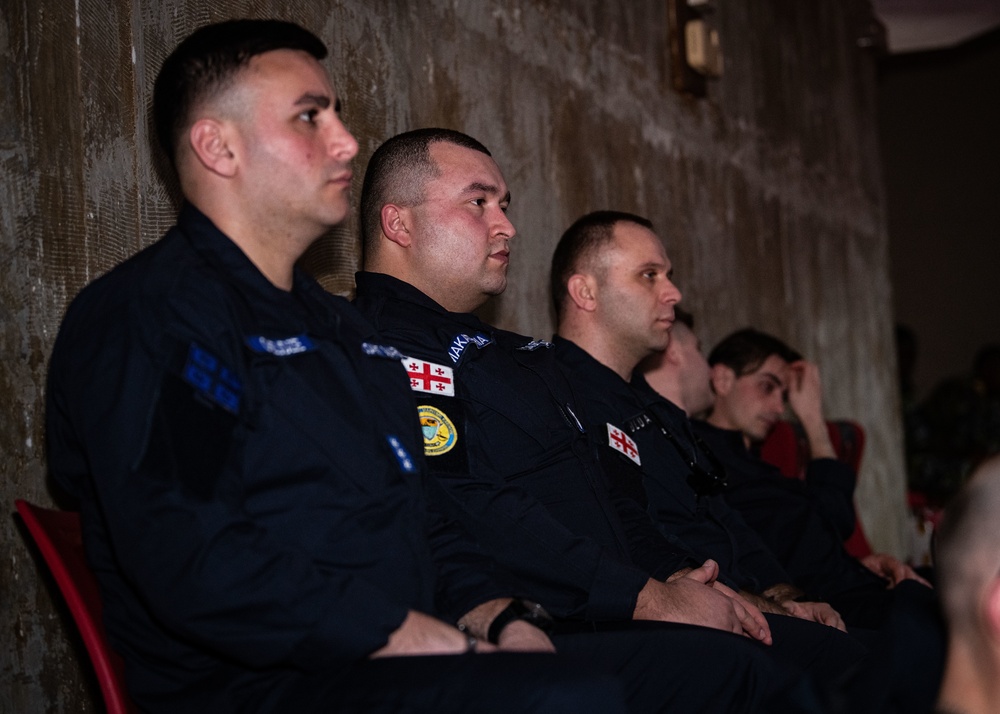 Georgian Coast Guard and Cutlass Express 2023 participants conduct VBSS classroom training