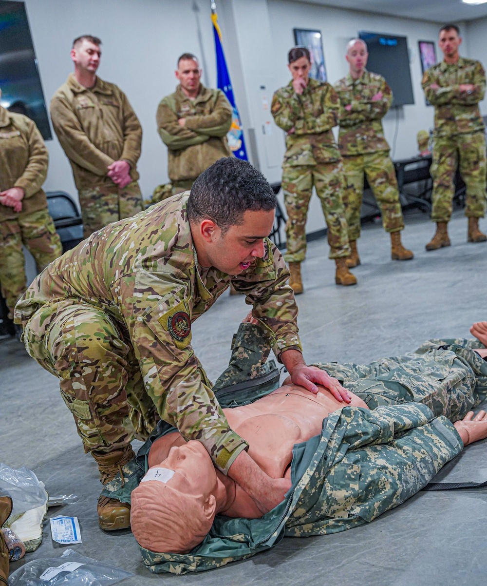 53rd NOS receives TCCC training from 3rd Combat Weather Squadron Airmen