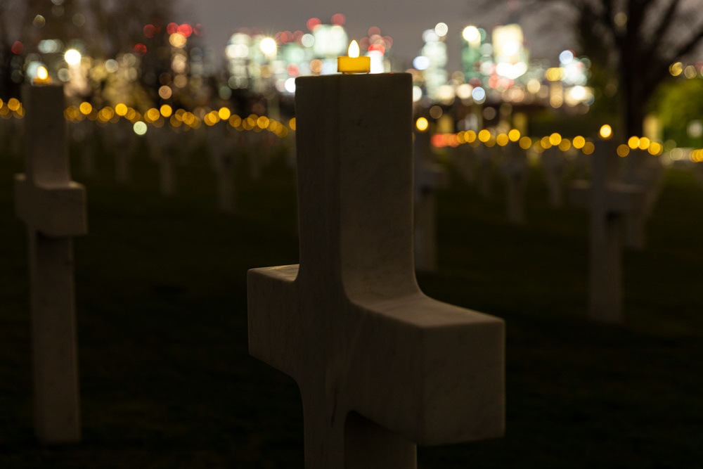 The American Battle Monuments Commission commemorates centennial with luminary at Suresnes American Cemetery