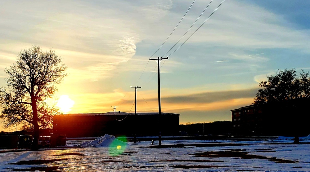 New barracks at Fort McCoy at sunset