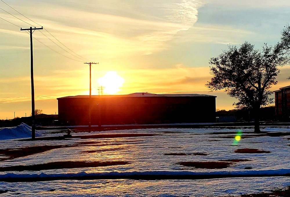 New barracks at Fort McCoy at sunset