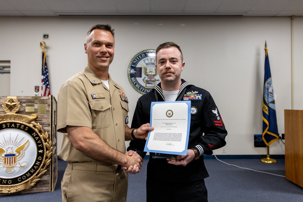 Navy Recruiting Orientation Unit Hosts Bakarian Award Winners