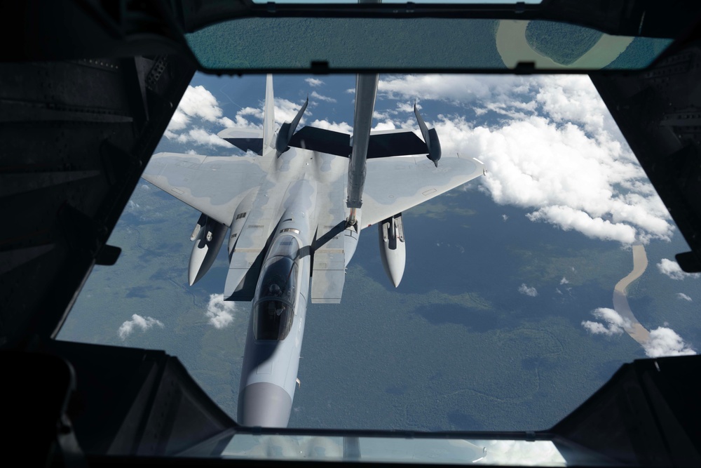 Unique formation refueling over Indo-Pacific