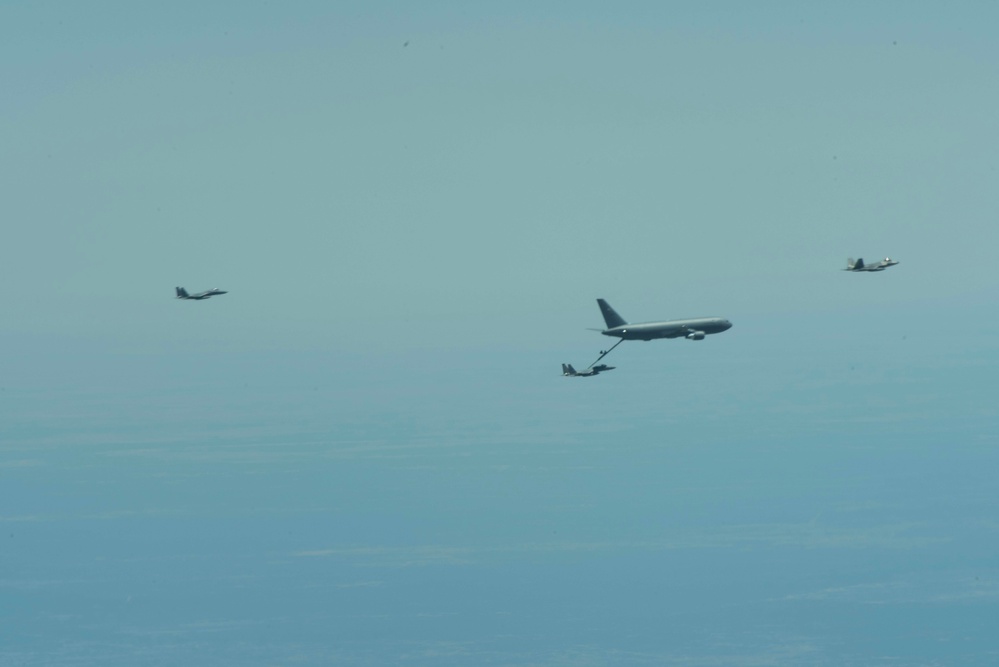 Unique formation refueling over Indo-Pacific