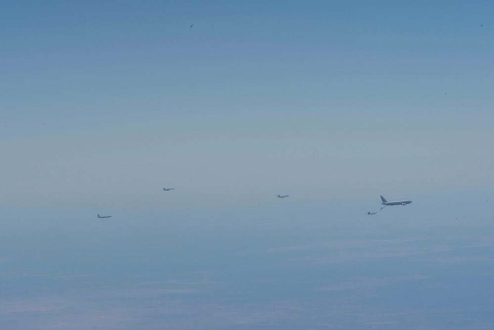 Unique formation refueling over Indo-Pacific