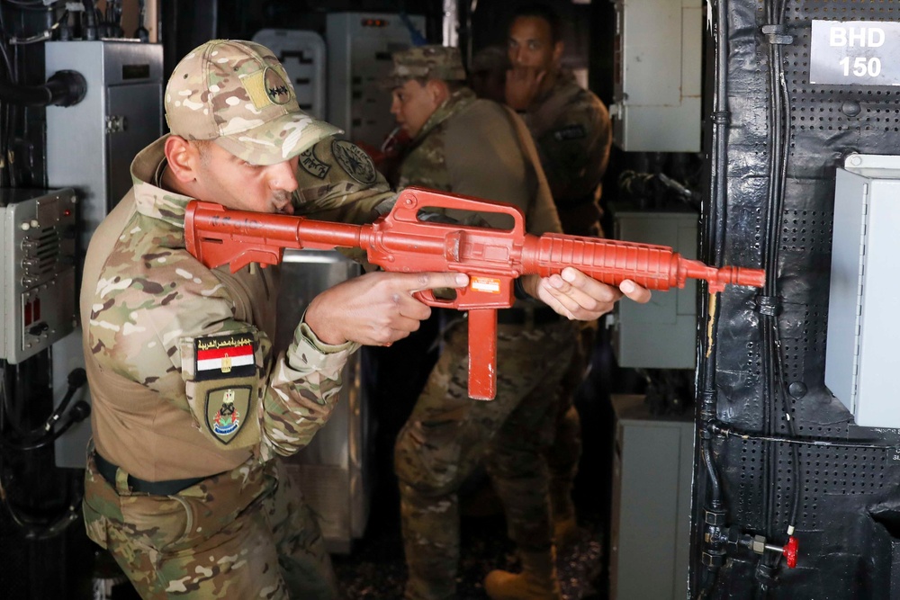 USS Truxtun practices vessel boarding procedures during IMX 23