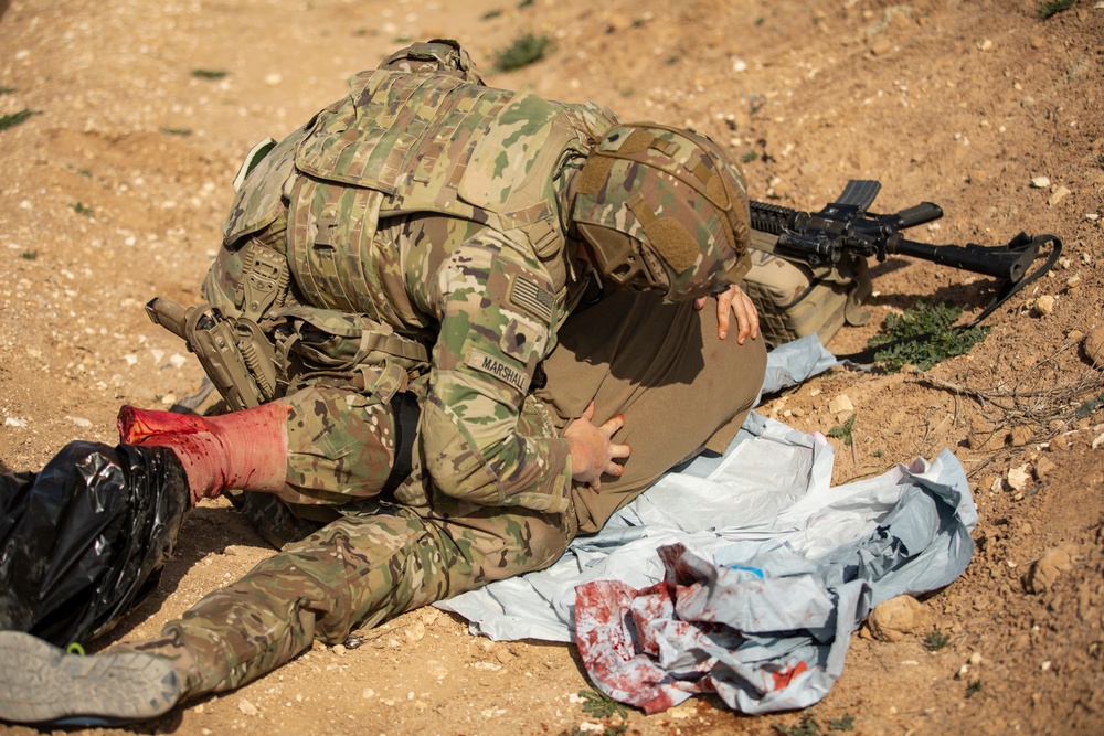 Coalition Forces conduct a casualty evacuation exercise