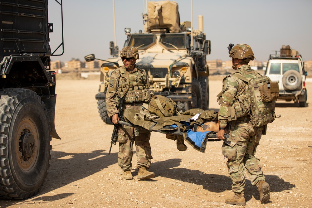 Coalition Forces conduct a casualty evacuation exercise