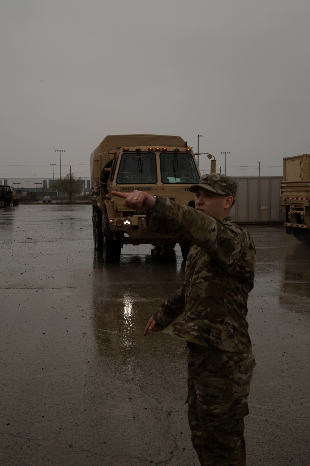 California National Guard stages troops and  highwater vehicles in preparation for emergency flood response