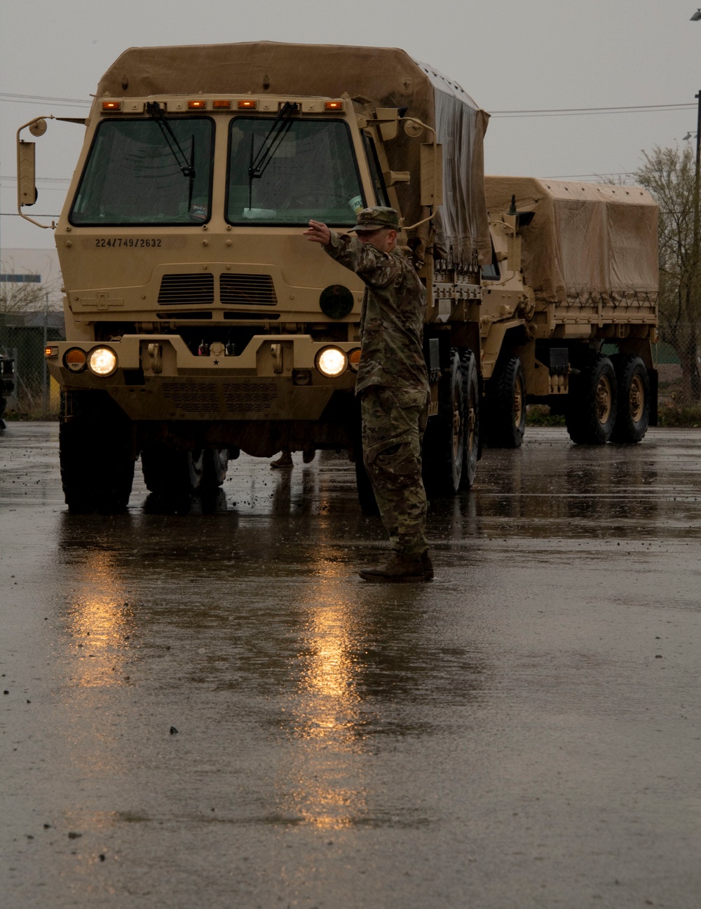 California National Guard stages troops and  highwater vehicles in preparation for emergency flood response