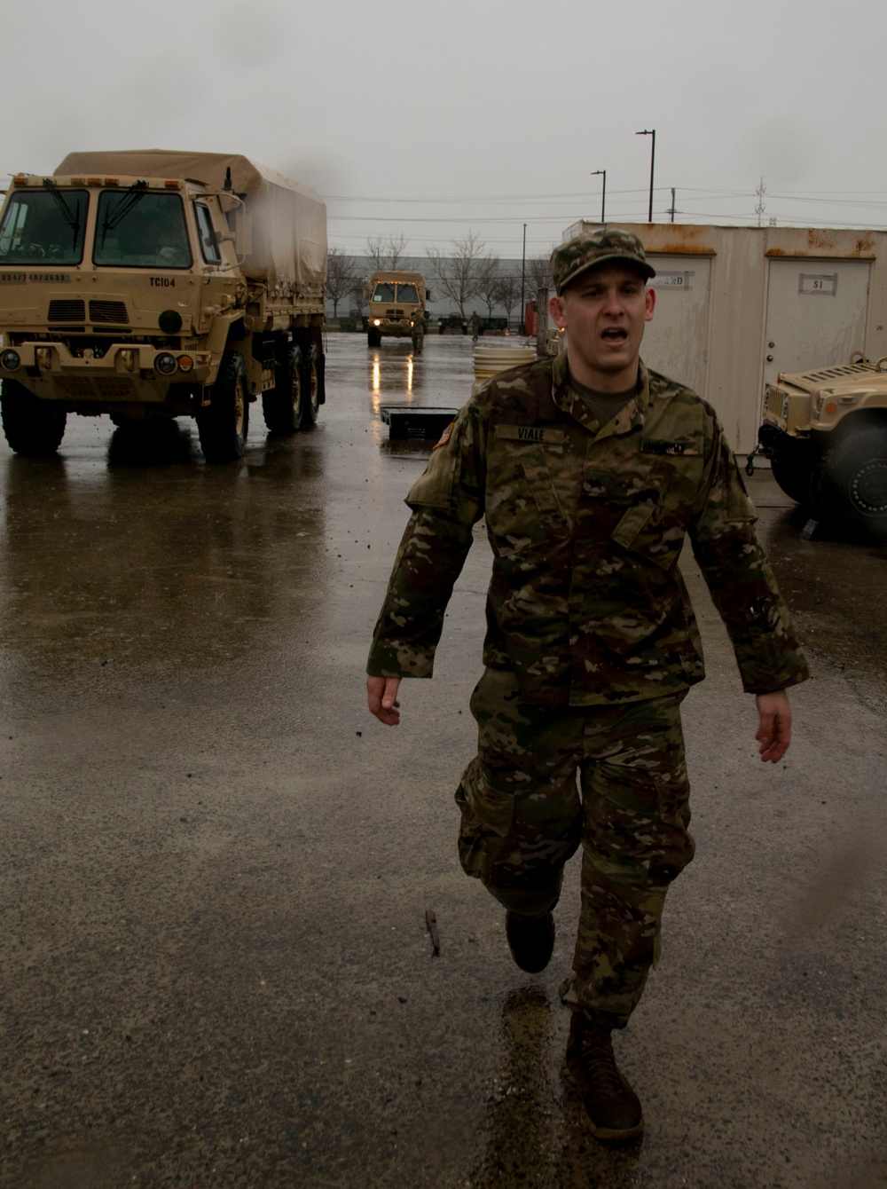 California National Guard stages troops and  highwater vehicles in preparation for emergency flood response