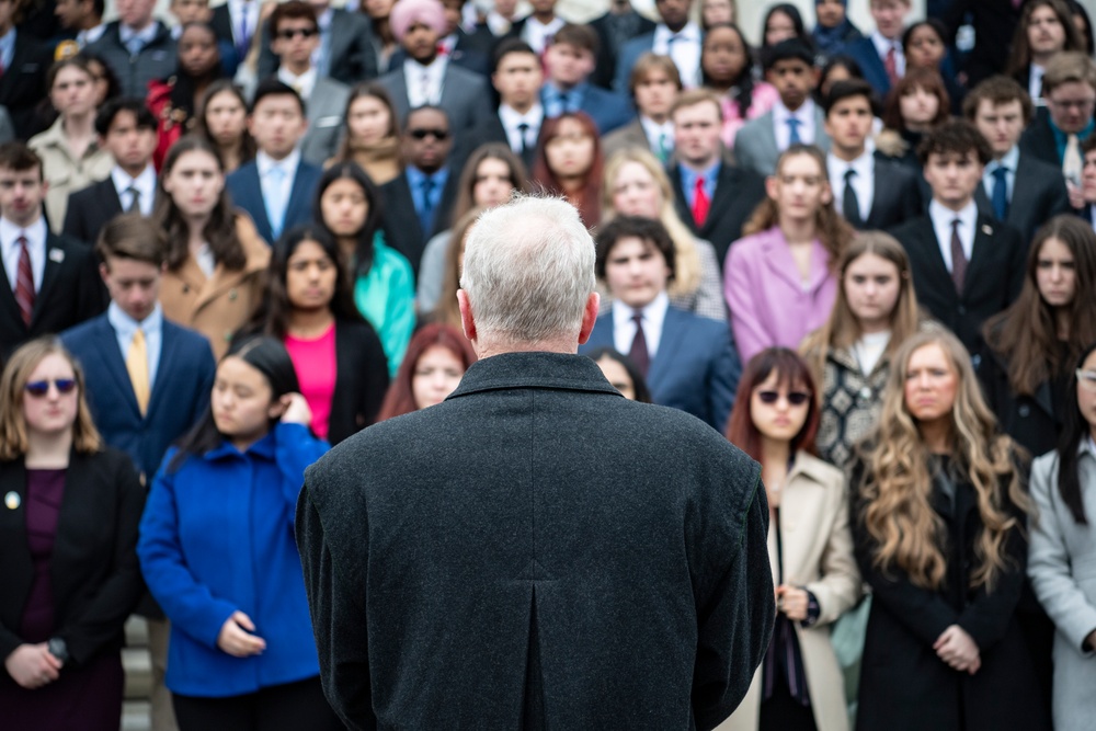 High School Students from the United States Senate Youth Program Participate in a Public Wreath-Laying Ceremony at the Tomb of the Unknown Soldier