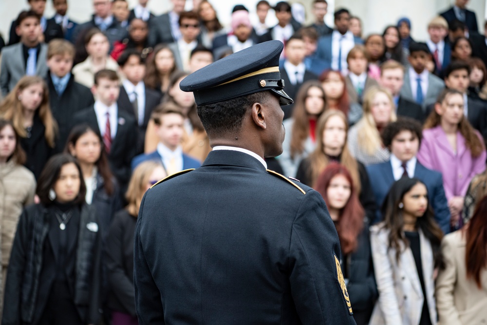 High School Students from the United States Senate Youth Program Participate in a Public Wreath-Laying Ceremony at the Tomb of the Unknown Soldier