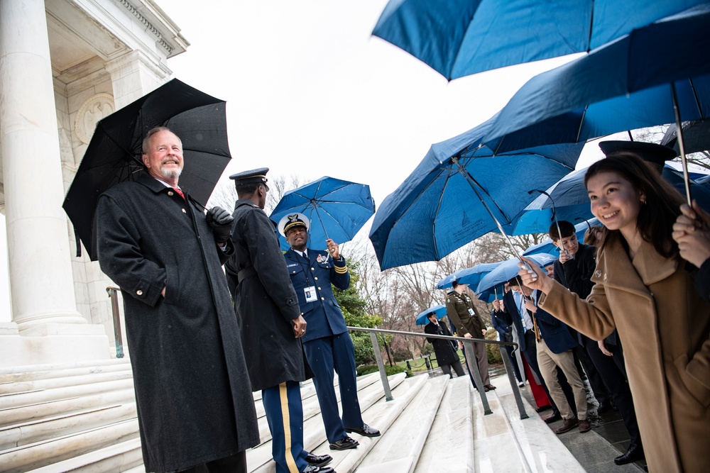 High School Students from the United States Senate Youth Program Participate in a Public Wreath-Laying Ceremony at the Tomb of the Unknown Soldier