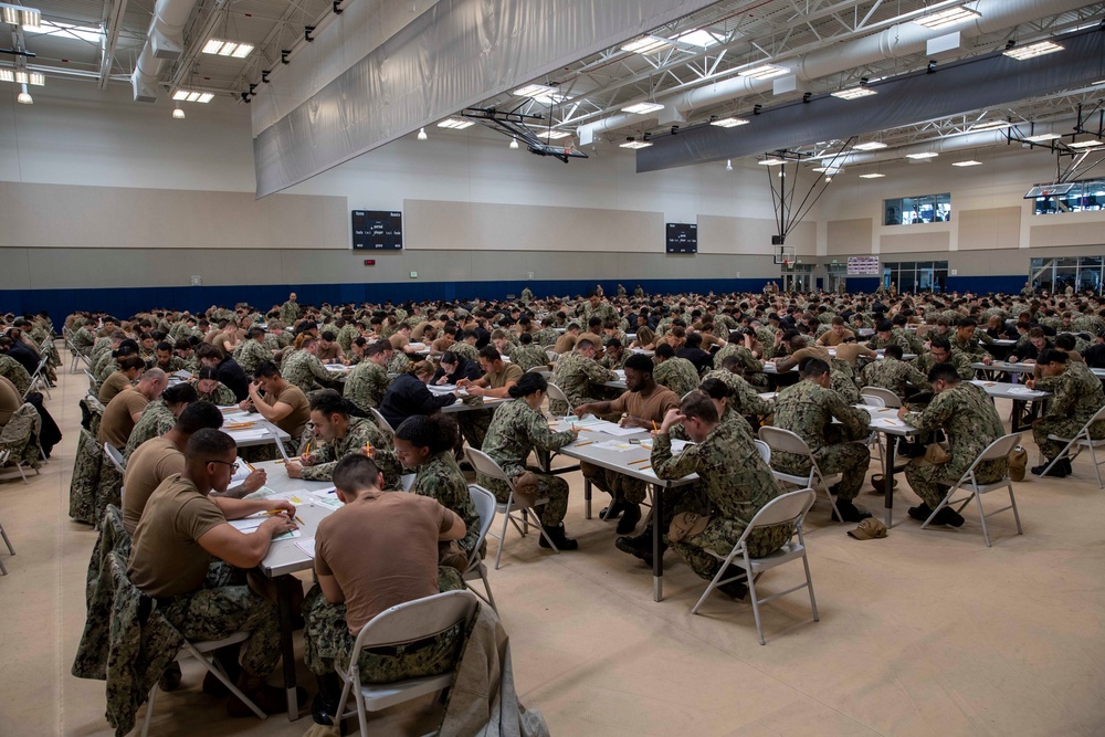Abraham Lincoln Sailors take advancement exams