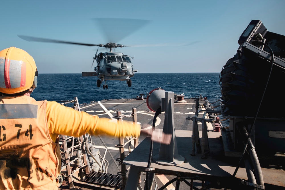 USS McFaul Conducts Flight Operations, Drills