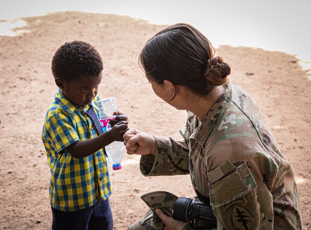 Ghanaian and international forces conduct a MEDCAP during Flintlock