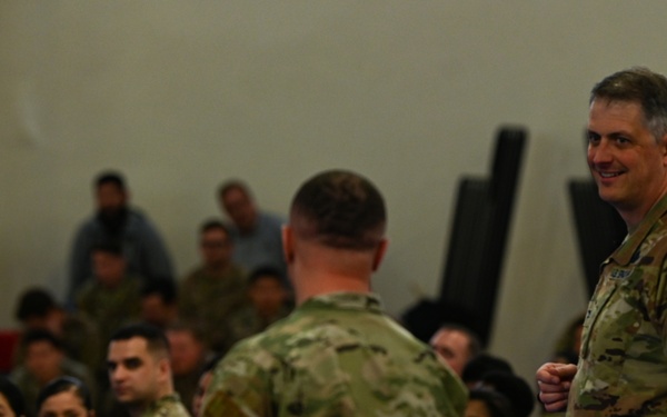 U.S. Space Force Col. Robert Long, Space Launch Delta 30 commander, Speaks at an All-Call on Vandenberg SFB