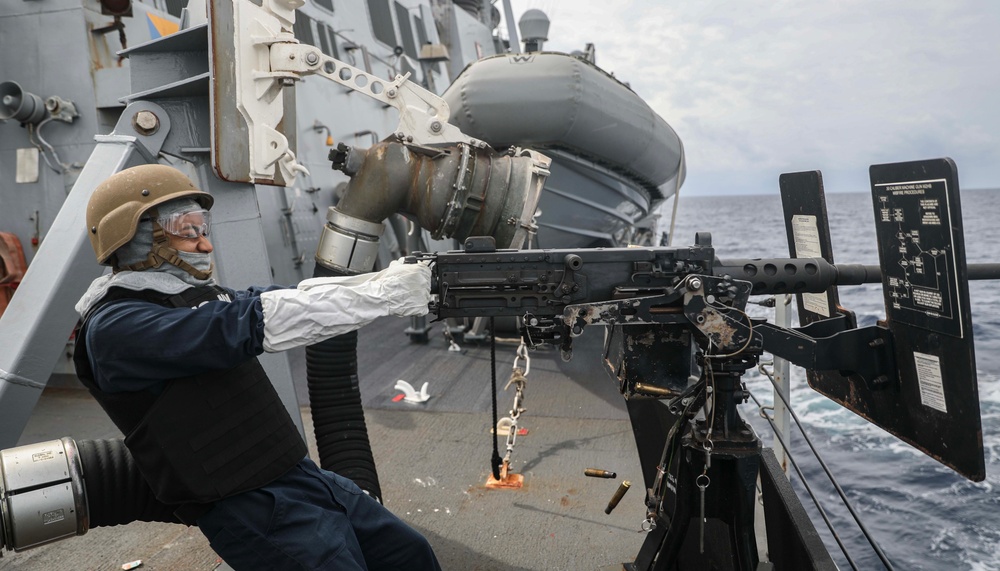 USS Milius Sailors Conduct Live-Fire Weapons Exercise