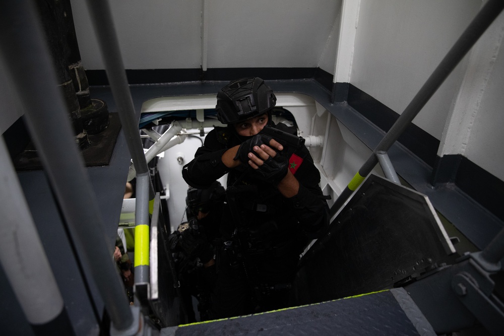 Members of Morocco Armed Forces Train to Clear a Ship Flintlock 2023