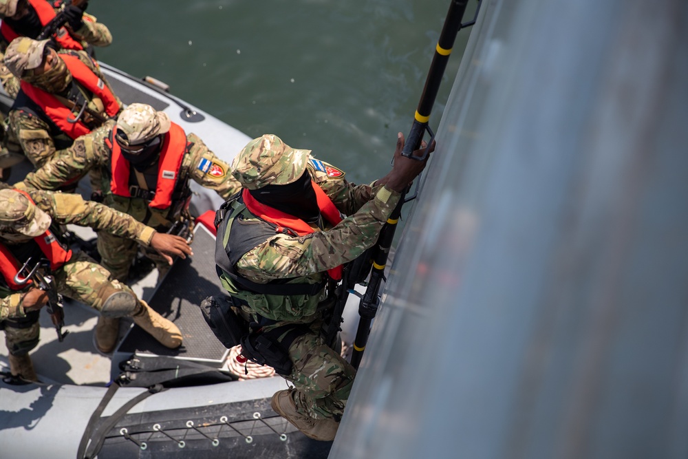 Members of Cabo Verdean Armed Forces Perform Hook And Ladder Drills Flintlock 2023