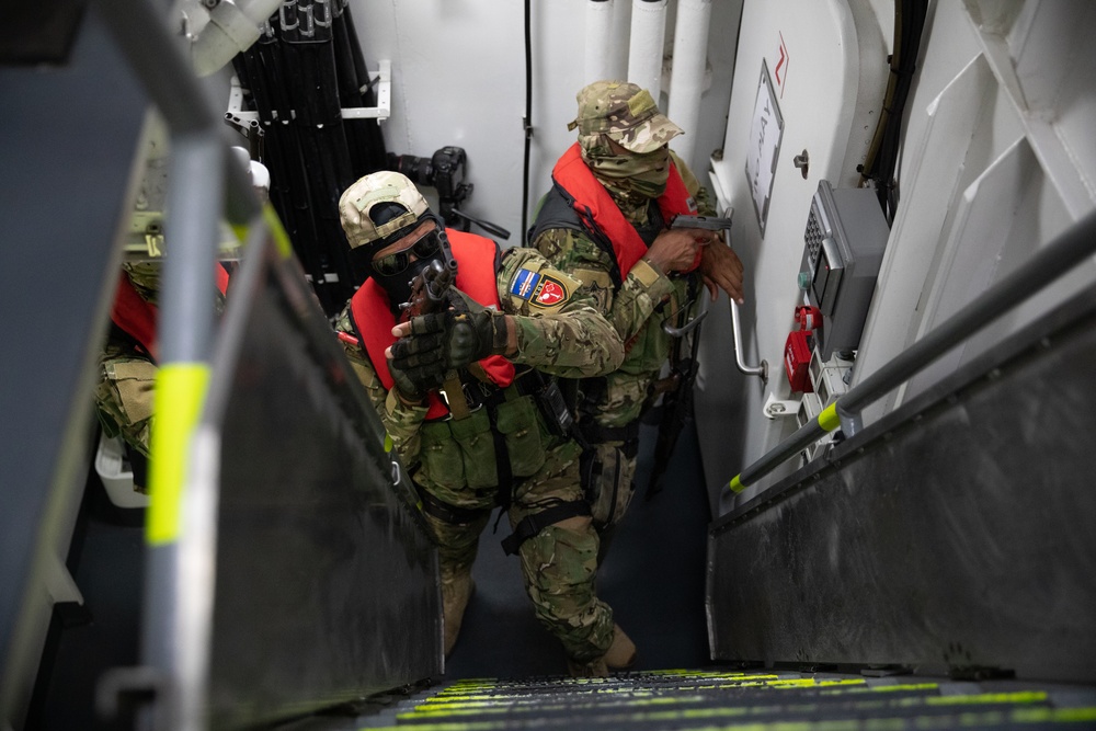 Members of Cabo Verdean Armed Forces Clear Naval Ship Flintlock 2023