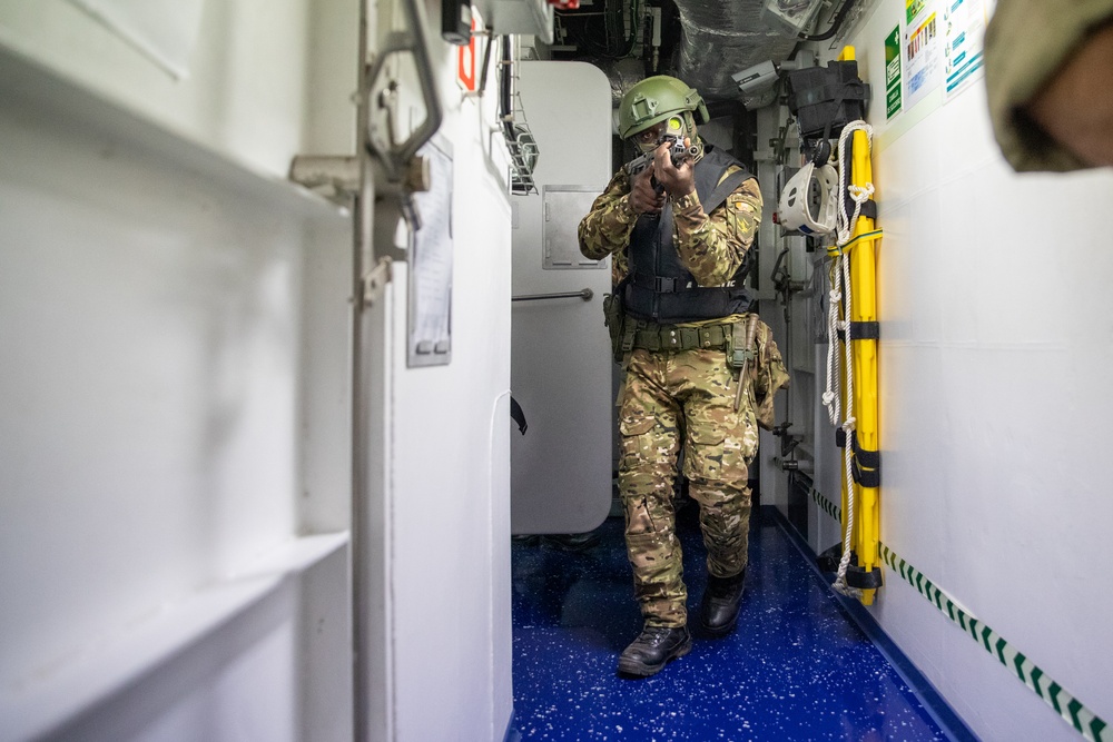 Member of Cote D’Ivoire Armed Forces Clears a Hallway Flintlock 2023