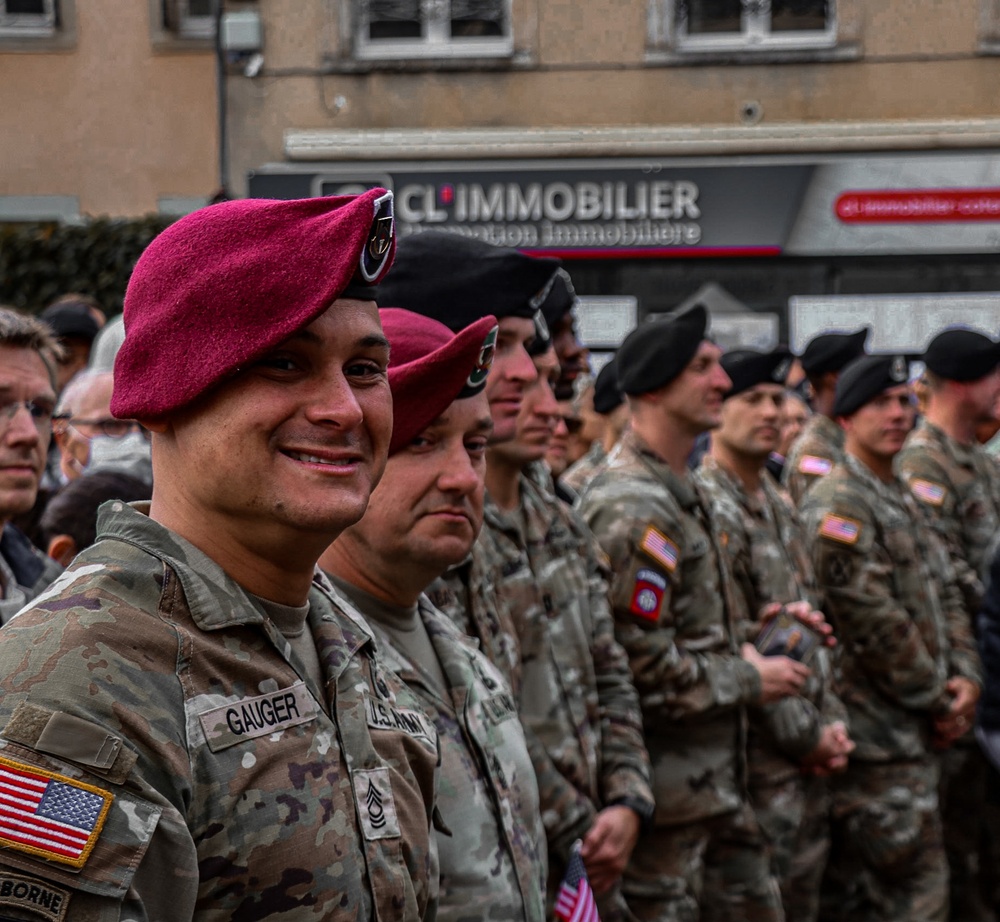 Ceremony held in the town square of Carentan in honor of WWII Veterans