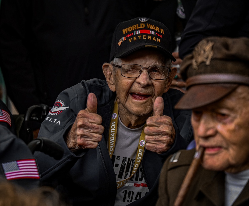 Ceremony held in the town square of Carentan in honor of WWII Veterans