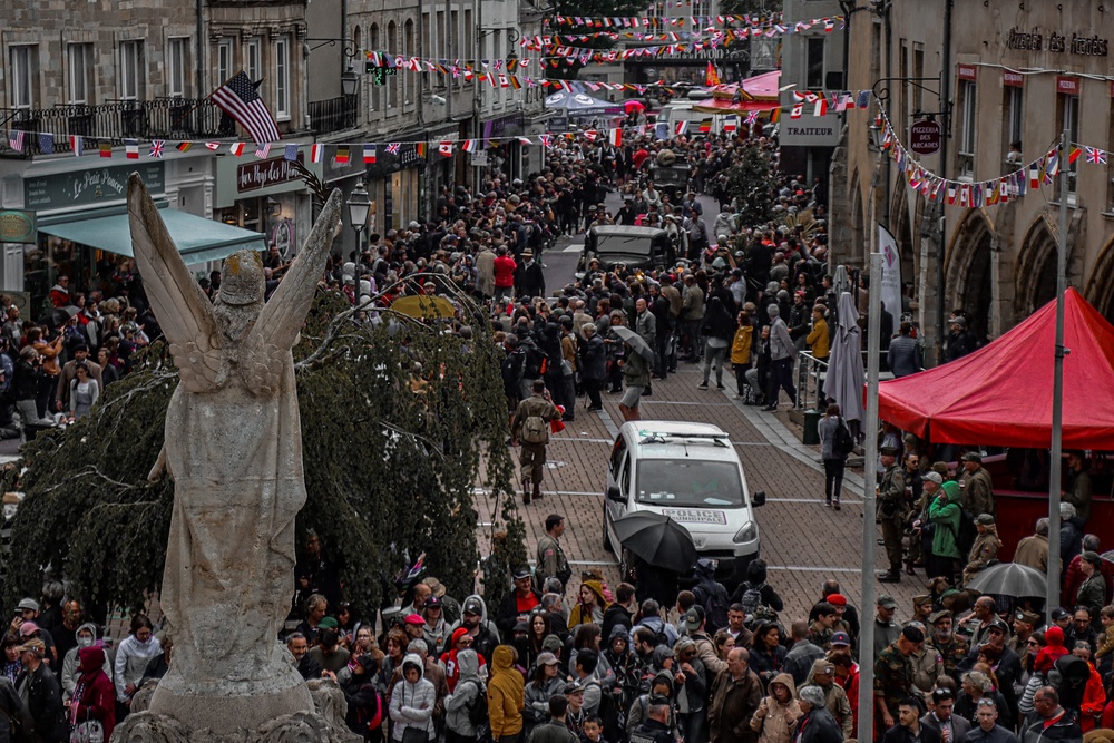 Ceremony held in the town square of Carentan in honor of WWII Veterans